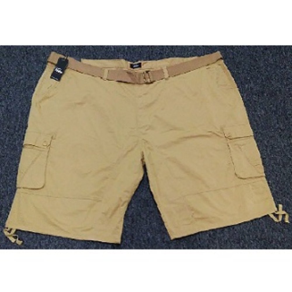 NEW! FASHION TWILL CARGO BIG MEN SHORTS WITH DRAW-STRINGS - 62-68